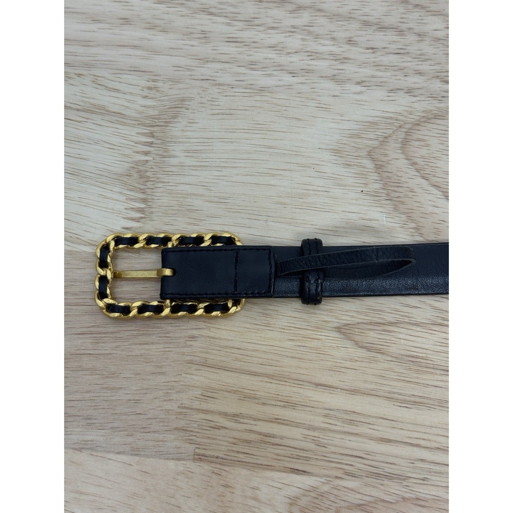 Authentic CHANEL Vintage 1996 Belt Leather Coco Mark/Black Belt Sz 65/26 CC Logo - Picture 8 of 16